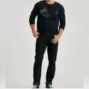 Lucky Brand Lasso Sueded Crew Sweatshirt. Black Size Medium